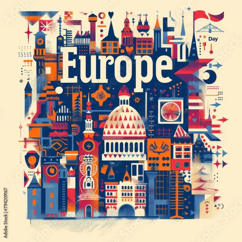 illustration with text to commemorate Europe Day