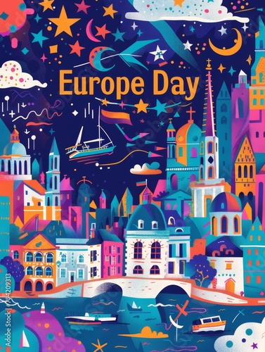 illustration with text to commemorate Europe Day