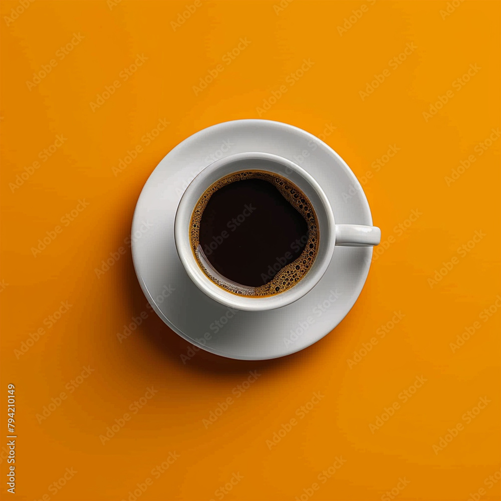 From above view of cup with black coffee placed on orange background. Made with generative ai
From above view of cup with black coffee placed on orange background. Made with generative ai