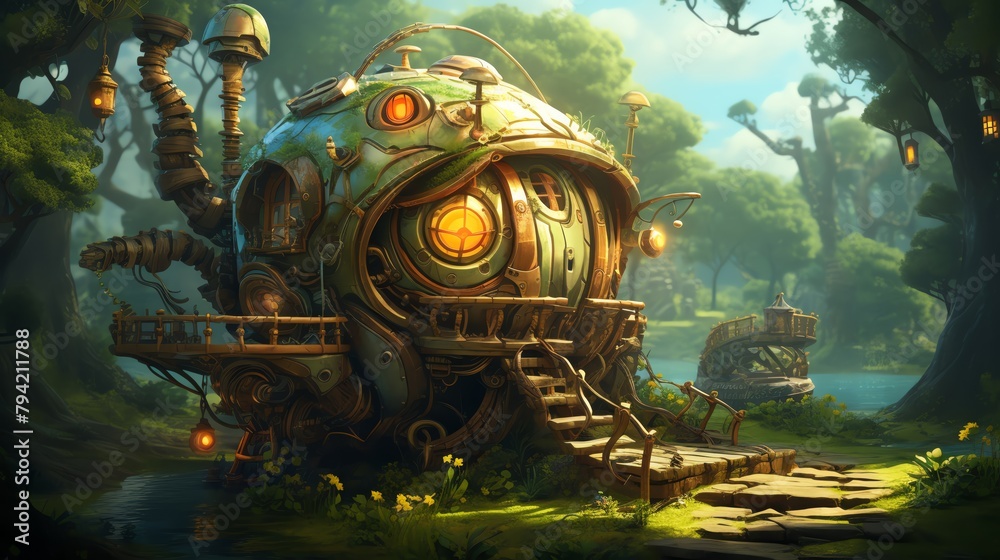 Utilize digital rendering techniques to craft a pixel art representation of a robotic fairy tale Utilize digital rendering techniques to craft a pixel art representation of a robotic fairy tale
