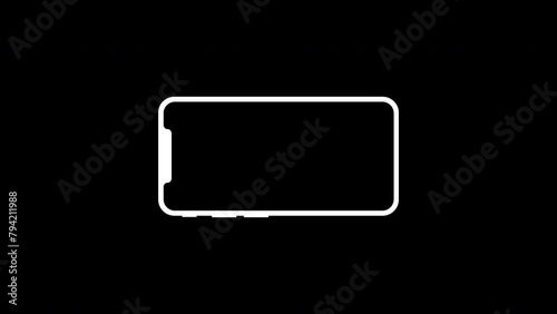 Phone Rotation animation. Turn you Smartphone and rotate device screen, animation isolated in alpha background. Transparent background photo