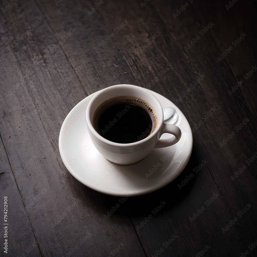 Eine Kaffeetasse auf einem Tisch Eine Kaffeetasse auf einem Tisch