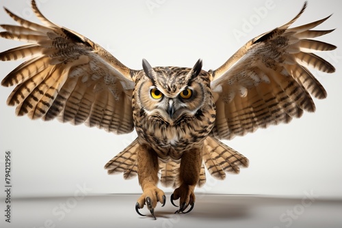 Eurasian Eagle-Owl bird on white background  photo
