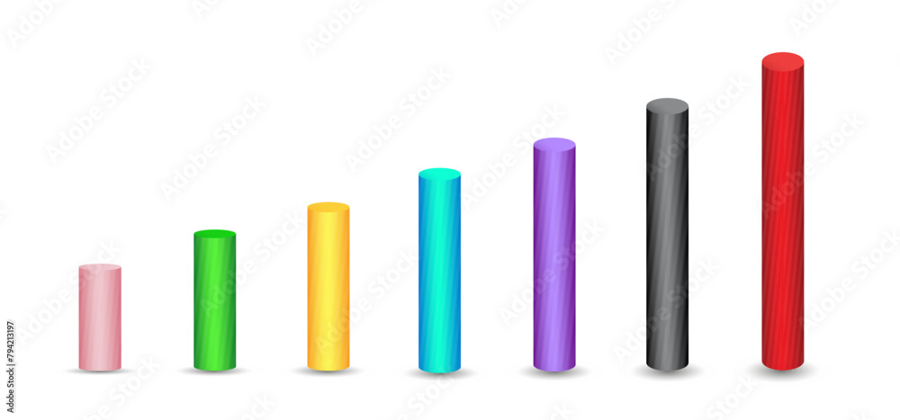 Vector tubes set with gradients and shadow for game, icon, package design, logo, mobile, ui, web, education. 3D elongated cylinder on a white background. Geometric figures for your design. Vector tubes set with gradients and shadow for game, icon, package design, logo, mobile, ui, web, education. 3D elongated cylinder on a white background. Geometric figures for your design.
