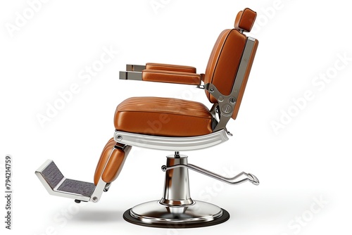Icon depicting a vintage barber chair, side view, detailed yet simplified for clear recognition