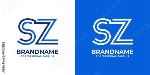 Letters SZ Line Monogram Logo, suitable for business with SZ or ZS initials photo