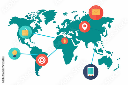 world map network with connections vector illustration