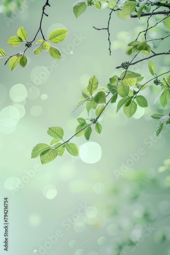 Green Leaves on Tree Branch