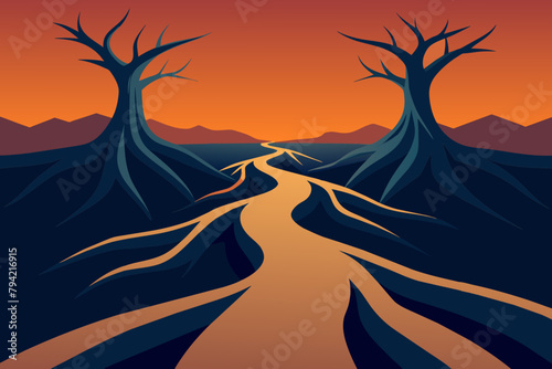 mountain with tree background vector illustration