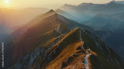 Person Standing on Top of a Mountain