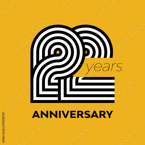 22 years retro anniversary vector illustration template design © andrei