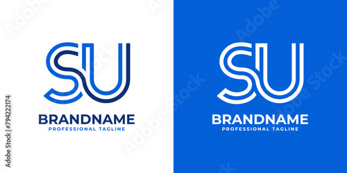 Letters SU Line Monogram Logo, suitable for business with SU or US initials