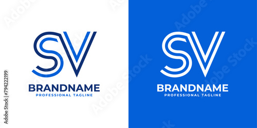 Letters SV Line Monogram Logo, suitable for business with SV or VS initials photo
