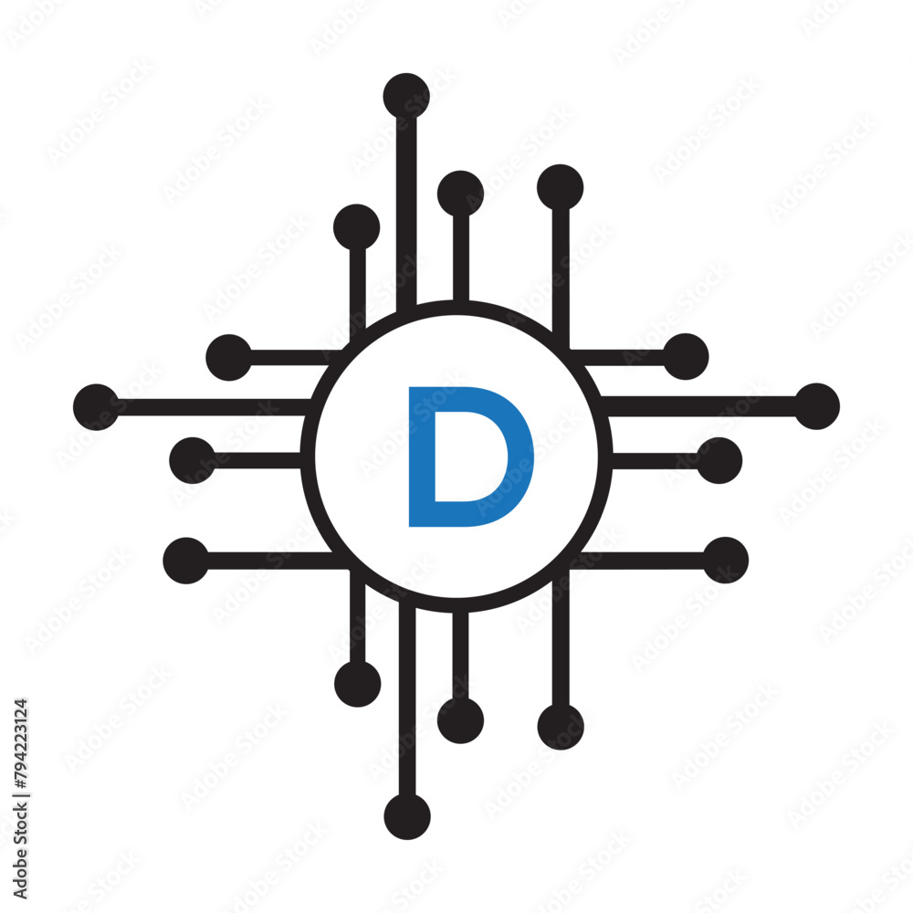 Initial Tec Logo combine with letter D vector template Initial Tec Logo combine with letter D vector template