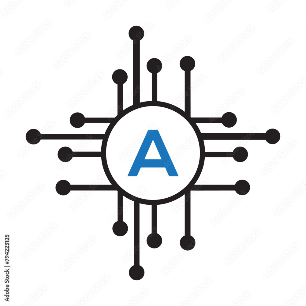 Initial Tec Logo combine with letter A vector template