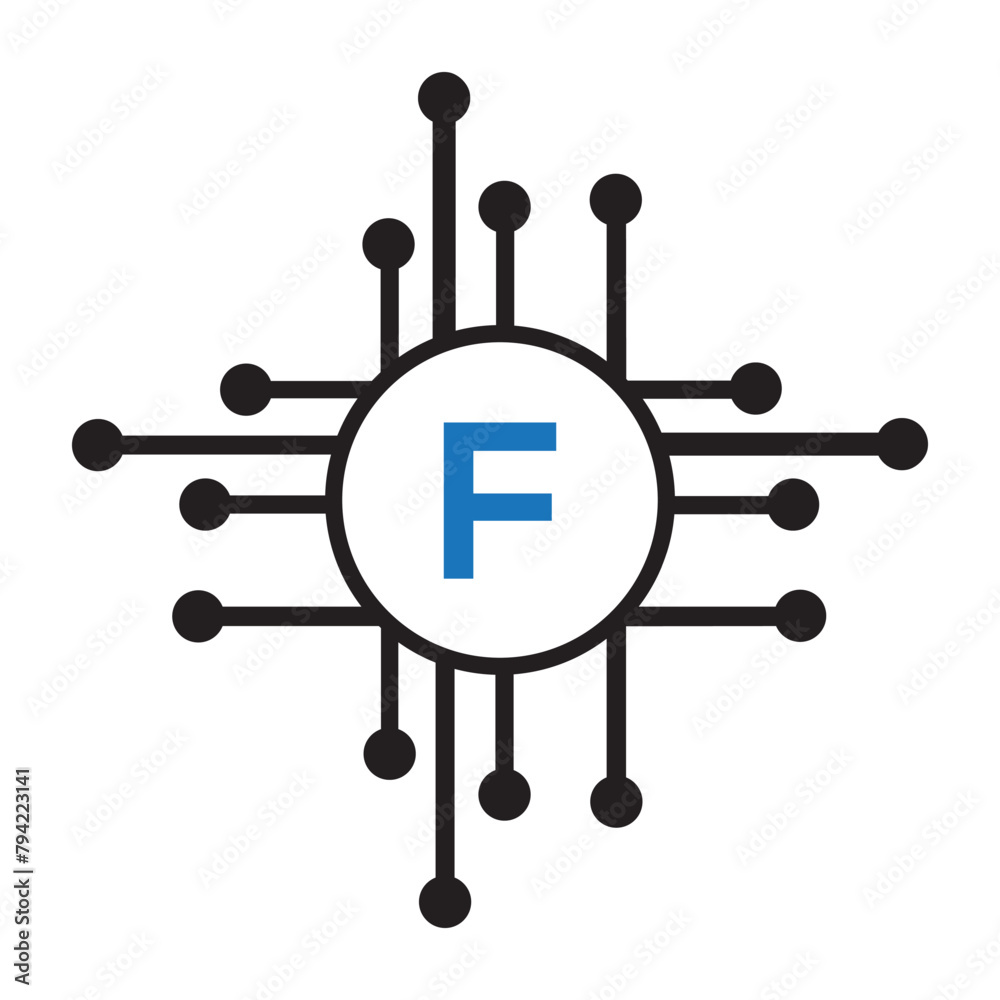 Initial Tec Logo combine with letter F vector template Initial Tec Logo combine with letter F vector template