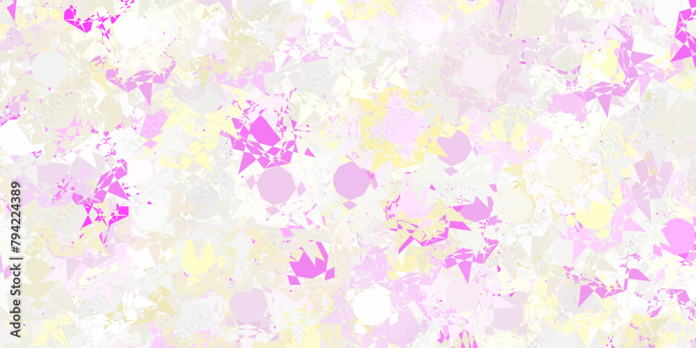 Light Pink, Yellow vector background with polygonal forms.