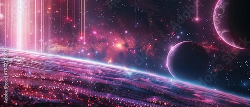 Envision a realm where neon lights shine brightly against the blackness of space, offering help and support to those who seek it, illuminating the path to safety and salvation 8K , high-resolution, ul