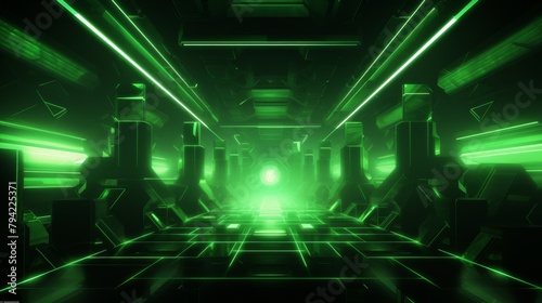Modern, futuristic background in green neon