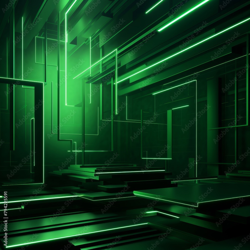 Modern, futuristic background in green neon Modern, futuristic background in green neon