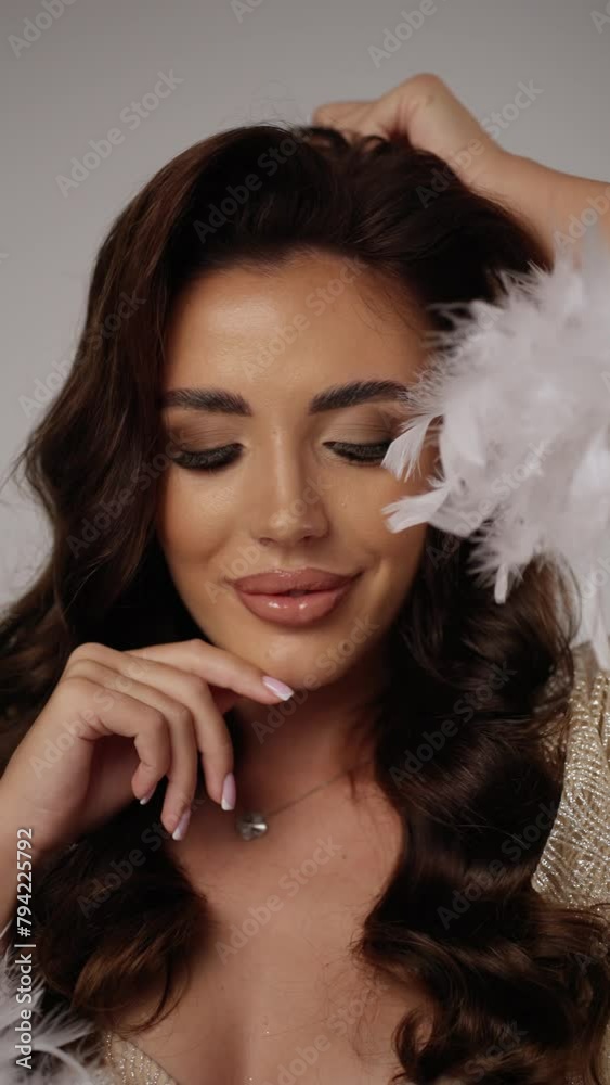 Intimate close-up portrait of carefree woman exudes elegance. Serene Elegance concept