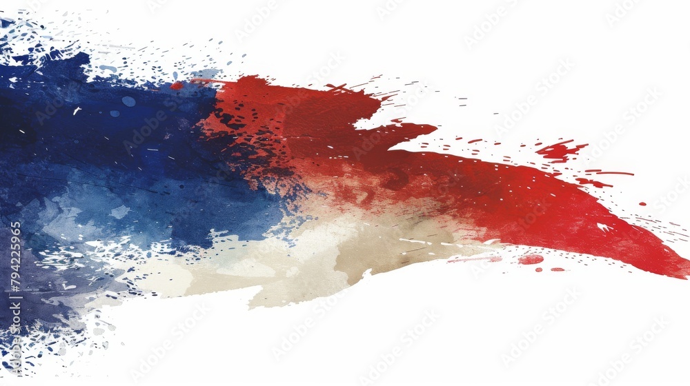 Abstract watercolor explosion in patriotic red, white, and blue