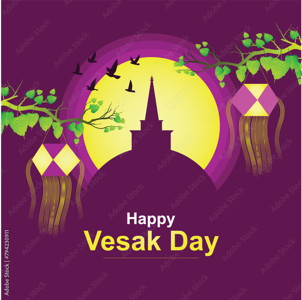 vesak lantern for vesak festival. Vesak Creative Concept for Card or Banner. 