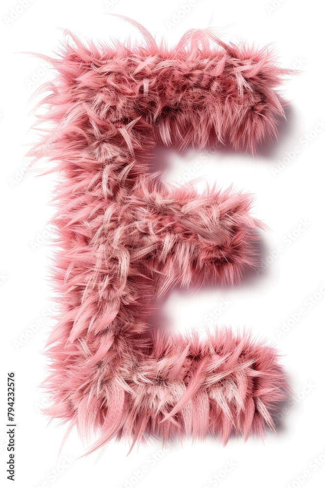 Fur Alphabet in Soft Pink. Fluffy Letters Made of Rose Coloured Fur on White Background. 3D Render Fur Alphabet in Soft Pink. Fluffy Letters Made of Rose Coloured Fur on White Background. 3D Render