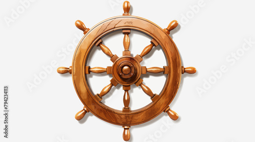 a wooden steering wheel on a white background