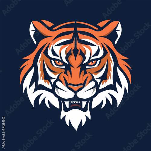 Angry tiger head mascot logo vector illustration