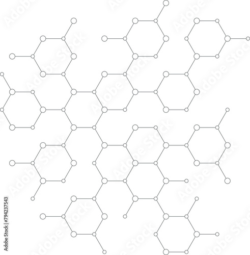 Geometric pattern from hexagons. Technology and science background. Molecular structure of chemical elements.