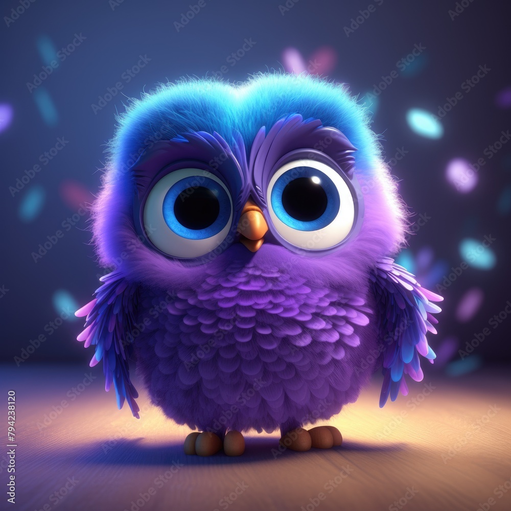 Cute baby owl on an abstract color background. Cute baby owl on an abstract color background.