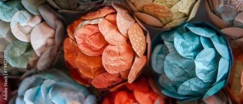 A bunch of colorful flowers made of paper