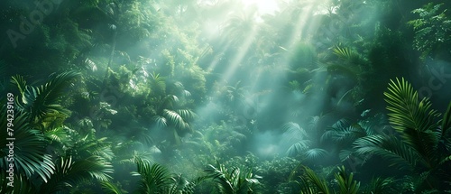 Lush Southeast Asian jungle with mystical Amazonian vibes ideal fantasy backdrop. Concept Fantasy Jungle, Southeast Asia, Amazonian Vibes, Lush Landscape, Mystical Atmosphere