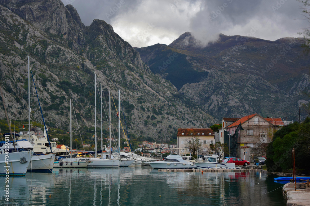 Bay of Kotor, the pearl of Montenegro. It is surrounded by mountains covered with dense forests, and its waters are clean and calm. You can enjoy swimming, water sports or simply enjoy the scenery 
