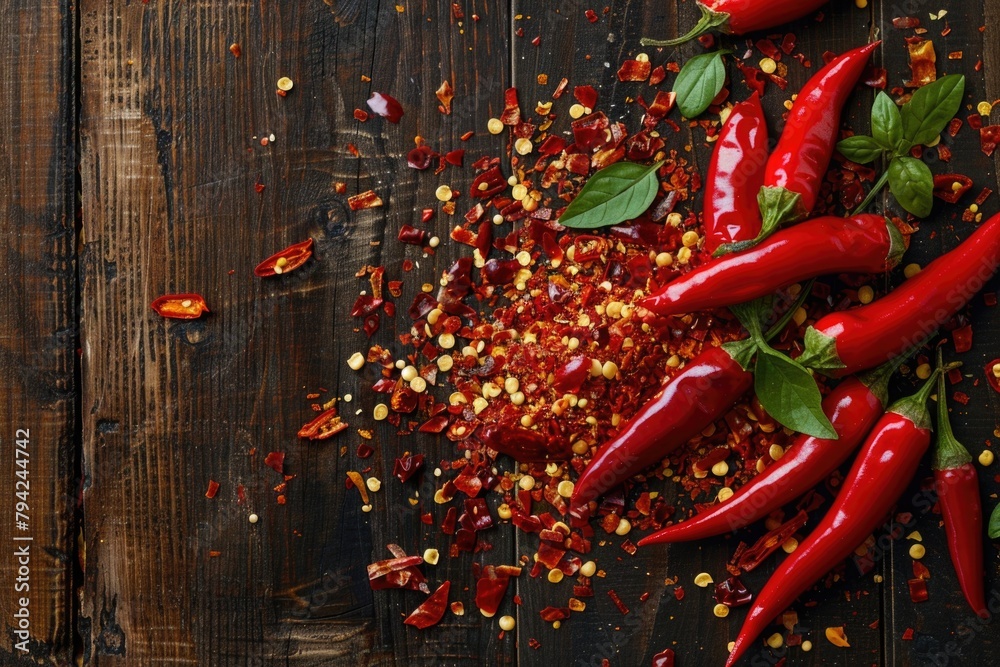 Fresh red peppers arranged on a rustic wooden table, perfect for food and cooking concepts Fresh red peppers arranged on a rustic wooden table, perfect for food and cooking concepts