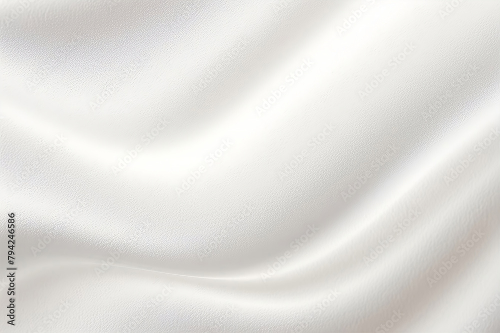 Detailed view of smooth, white satin fabric with subtle sheen. Detailed view of smooth, white satin fabric with subtle sheen.
