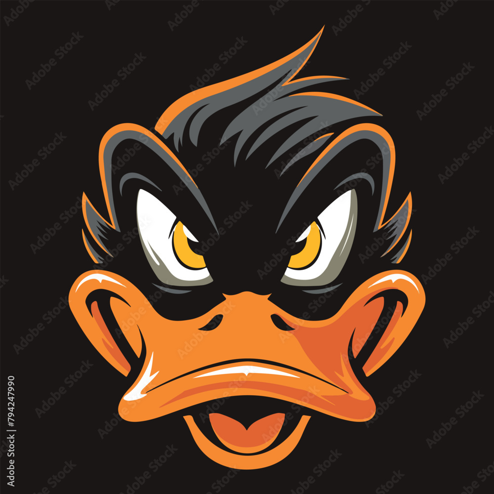 Duck head mascot logo vector illustration with isolated background