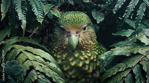Camouflaged Kakapo in New Zealand