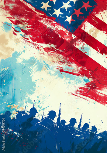 illustration pour les célébrations du débarquement Américain en Normandie en juin 1944 - format portrait