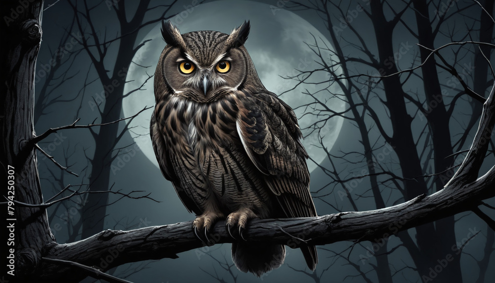 Majestic Owl Under the Full Moon Majestic Owl Under the Full Moon