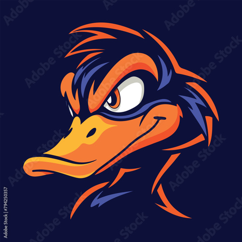 Duck head mascot logo vector illustration with isolated background