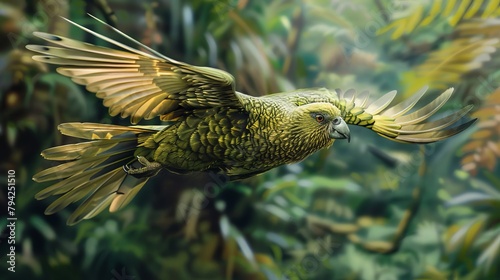 Flying Kakapo with Unique Adaptations