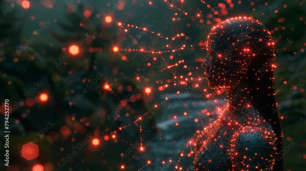 Digital human profile with network connections Stock Illustration ...
