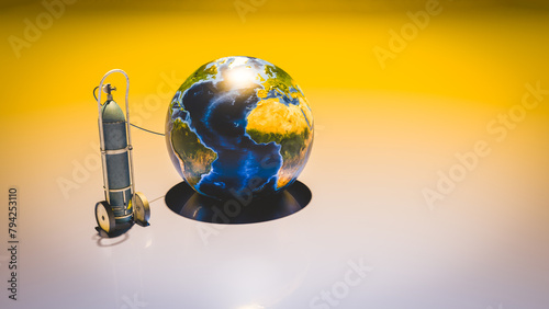 Global warming intensifies stroke risk. World Health Day. Global Health Awareness Concept. Globe inside Stethoscope. Green Environment to Love and Care 3d rendering