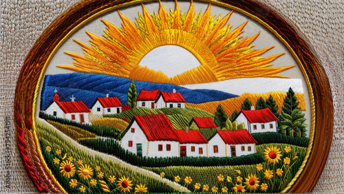 Embroidery Nature Patch | Sunny Day | Village