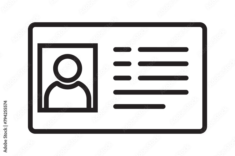 Id card outline icon, vector. Debit or credit card icon design for logo ...