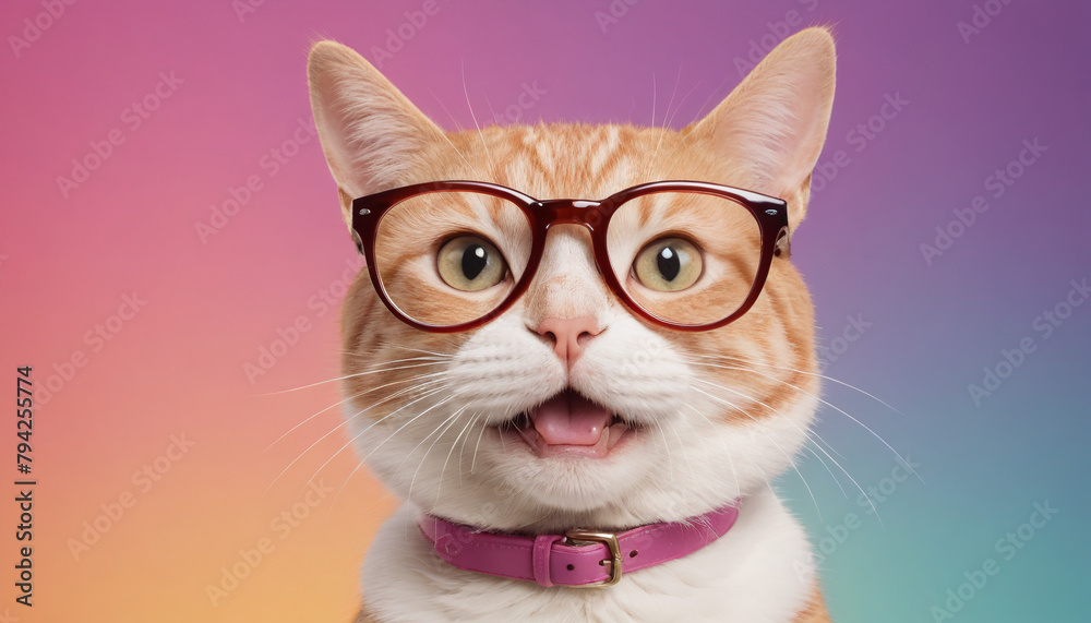 Adorable Ginger Tabby Cat with Glasses