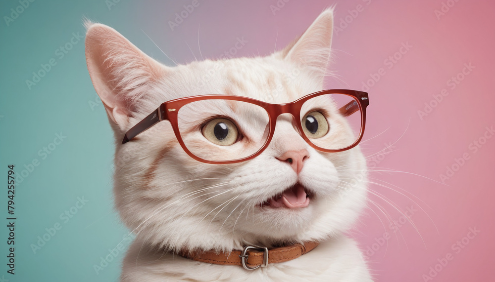 Adorable Ginger Tabby Cat with Glasses