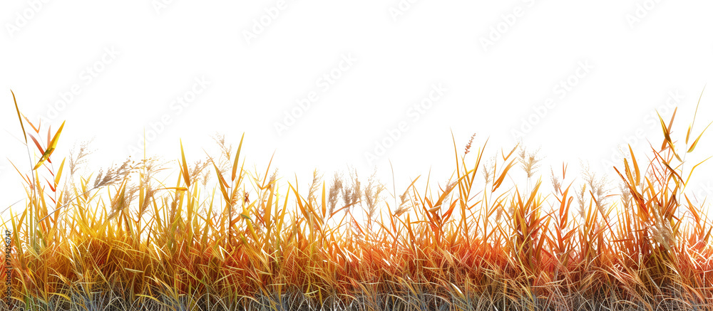 Gradient field of grass transitioning from green to autumnal hues ...